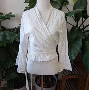 Spell Ivory Embroidered Wrap Blouse